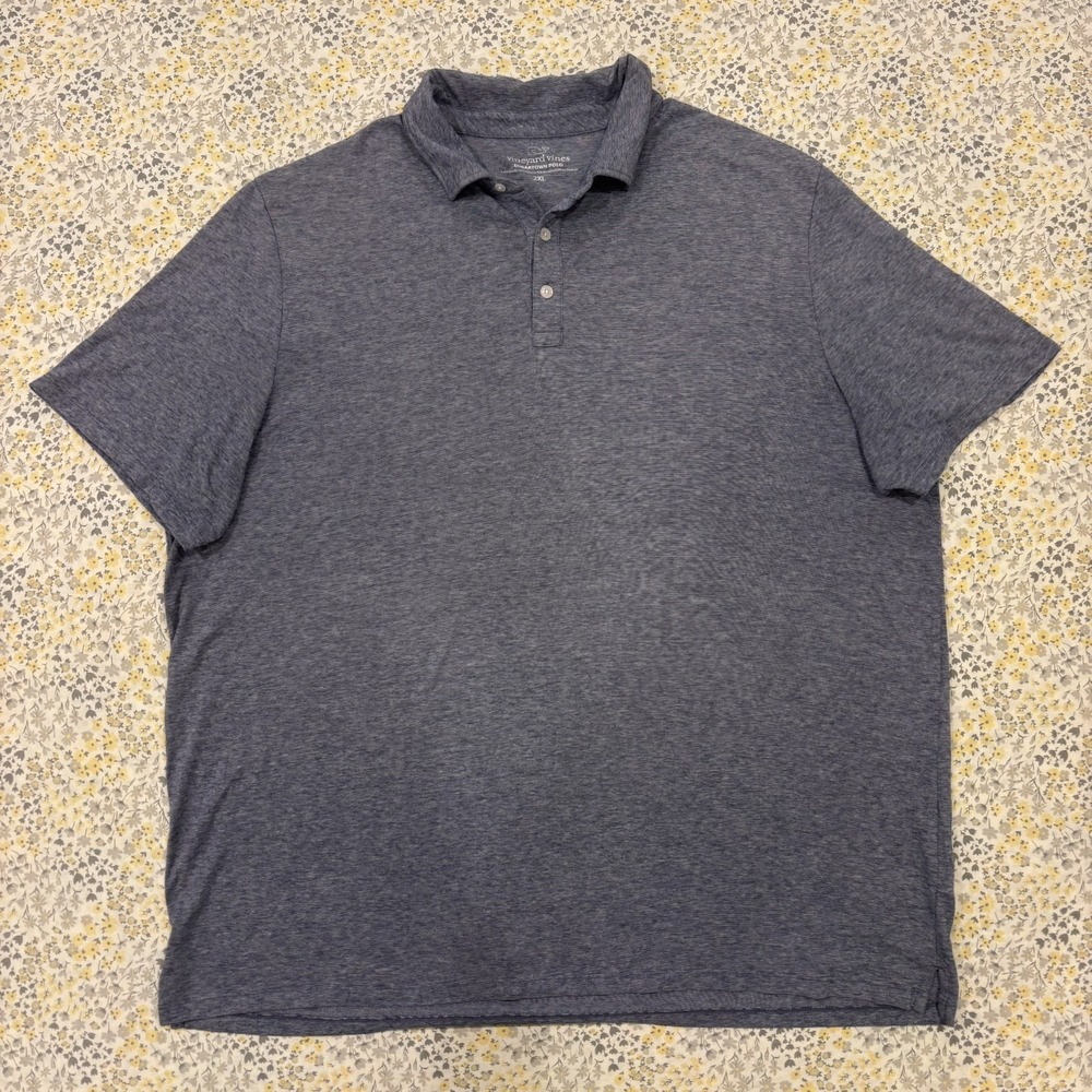 Vineyard Vines Edgartown Polo Shirt Men's 2XL Blue Short Sleeve Golf Performance